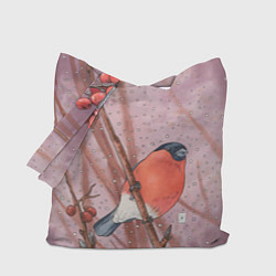 Сумка-шопер Снегирь и зимние ягоды, цвет: 3D-принт