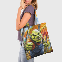Сумка-шопер Шрек в осеннем лесу, цвет: 3D-принт — фото 2