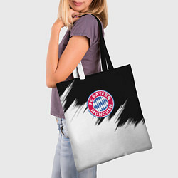 Сумка-шопер Бавария Мюнхен черно белые штрихи, цвет: 3D-принт — фото 2