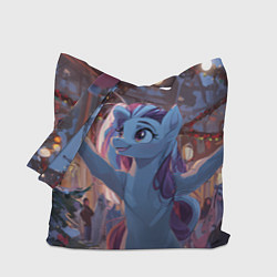 Сумка-шопер Лошадка наслаждается новым годом, цвет: 3D-принт