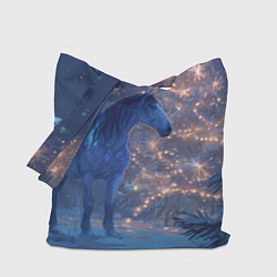 Сумка-шоппер Лошадка на фоне елки