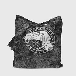 Сумка-шоппер Ворон в круге рун и компас вегвизир