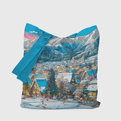 Сумка-шоппер Новогодняя деревушка в горах