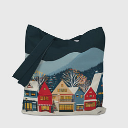Сумка-шоппер Новогодний городок в горах