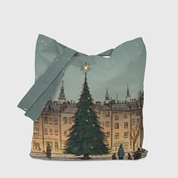 Сумка-шоппер Новогодняя елка во дворе