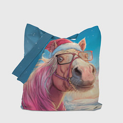 Сумка-шоппер Новогодняя лошадь в очках