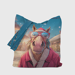 Сумка-шопер Удивленная лошадь в очках, цвет: 3D-принт