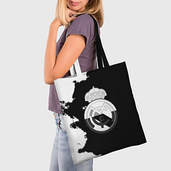 Сумка-шопер Реал Мадрид черно белые краски, цвет: 3D-принт — фото 2