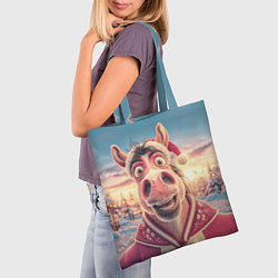 Сумка-шопер Счастливая новогодняя лошадь, цвет: 3D-принт — фото 2