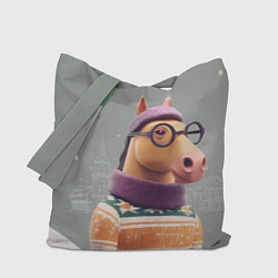 Сумка-шоппер Новогодняя лошадка хипстер