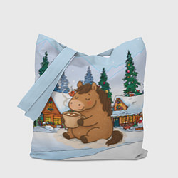 Сумка-шоппер Милая лошадка пьет какао