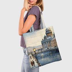 Сумка-шопер Санкт-Петербург снежный день, цвет: 3D-принт — фото 2