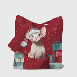 Сумка-шопер Сфинкс новогодняя кошка, цвет: 3D-принт