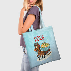 Сумка-шопер Лошадка везет тазик оливье 2026, цвет: 3D-принт — фото 2