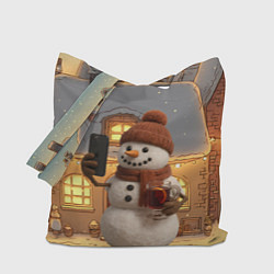 Сумка-шоппер Снеговик с глинтвейном делает селфи