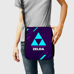 Сумка на плечо Символ Zelda в неоновых цветах на темном фоне, цвет: 3D-принт — фото 2