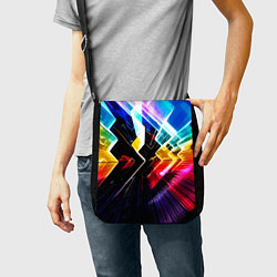Сумка на плечо Неоновая молния Абстракция Neon Lightning Abstract, цвет: 3D-принт — фото 2