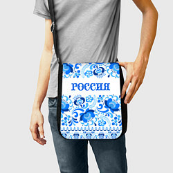 Сумка на плечо РОССИЯ голубой узор, цвет: 3D-принт — фото 2