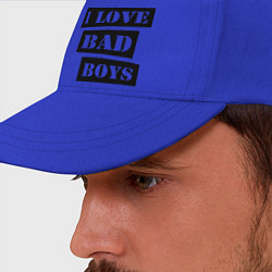 Бейсболка I love bad boys, цвет: синий — фото 2