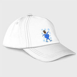 Бейсболка Олень на коньках, цвет: белый