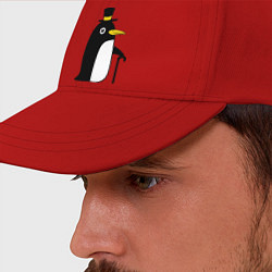 Бейсболка Пингвин в шляпе, цвет: красный — фото 2