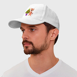 Бейсболка Тигр наряжает новогоднюю елку, цвет: белый — фото 2