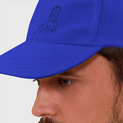 Бейсболка Кот с тапочком на голове, цвет: синий — фото 2