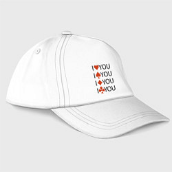 Бейсболка I love you! Сard suit!, цвет: белый