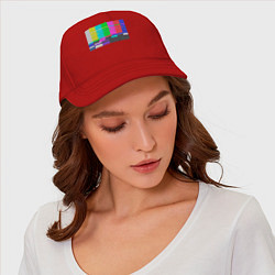 Бейсболка Разноцветные полосы в телевизоре, цвет: красный — фото 2