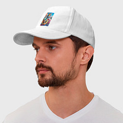 Бейсболка Тигрица - космонавт с тигрятами - нейросеть, цвет: белый — фото 2