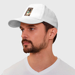 Бейсболка Портрет кота джентльмена в шляпе, цвет: белый