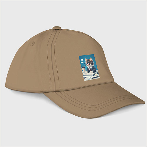 Бейсболка Котёнок офисный планктон - нейроарт / Миндальный – фото 3