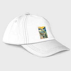 Бейсболка Крокодил кричит на картине Эдварда Мунка - мем иск, цвет: белый