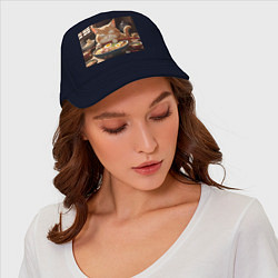 Бейсболка Кот обожает рамен, цвет: тёмно-синий — фото 2