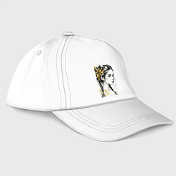 Бейсболка Портрет девушки трёхцветный, цвет: белый