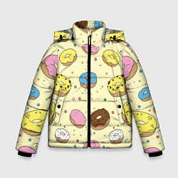 Куртка зимняя для мальчика Сладкие пончики, цвет: 3D-черный