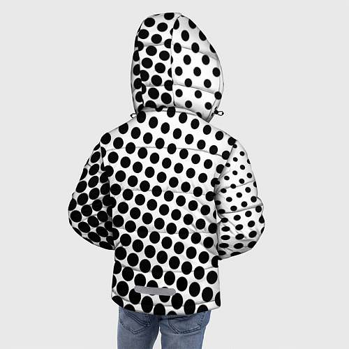 Зимняя куртка для мальчика Белый в горошек / 3D-Черный – фото 4