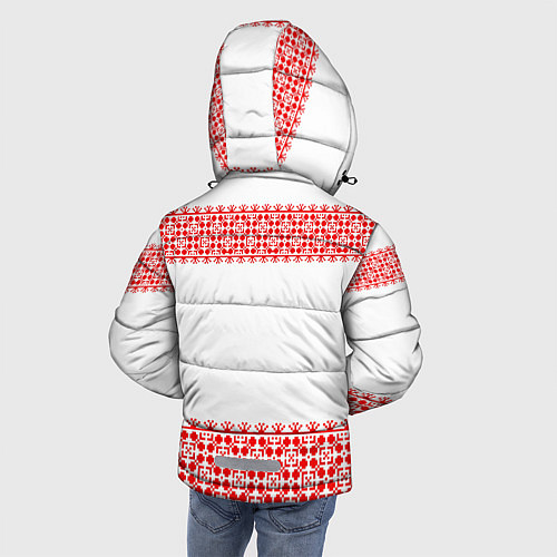 Зимняя куртка для мальчика Славянский орнамент (на белом) / 3D-Черный – фото 4