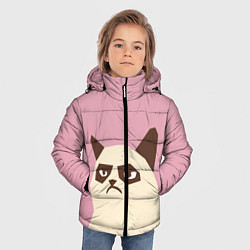 Куртка зимняя для мальчика Grumpy cat pink, цвет: 3D-черный — фото 2