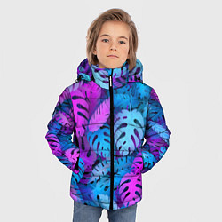 Куртка зимняя для мальчика Сине-розовые тропики, цвет: 3D-светло-серый — фото 2
