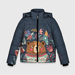 Куртка зимняя для мальчика Осенний медведь, цвет: 3D-светло-серый
