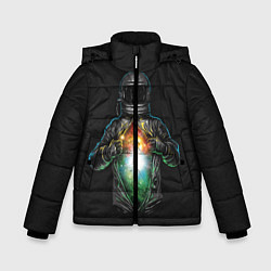 Куртка зимняя для мальчика Космос внутри, цвет: 3D-черный