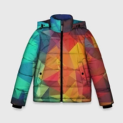 Куртка зимняя для мальчика Цветные полигоны, цвет: 3D-черный