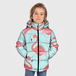 Куртка зимняя для мальчика Розовые фламинго, цвет: 3D-черный — фото 2