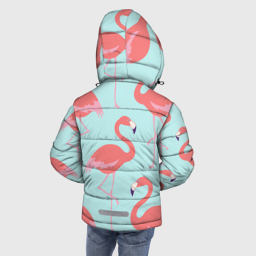 Зимняя куртка для мальчика Розовые фламинго / 3D-Черный – фото 4