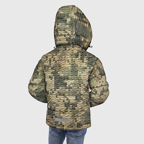 Зимняя куртка для мальчика Камуфляж пиксельный: хаки / 3D-Черный – фото 4