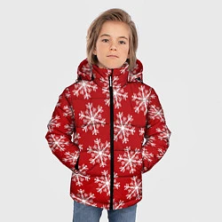 Куртка зимняя для мальчика Новогодние Снежинки, цвет: 3D-красный — фото 2