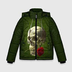 Куртка зимняя для мальчика Череп и роза, цвет: 3D-светло-серый
