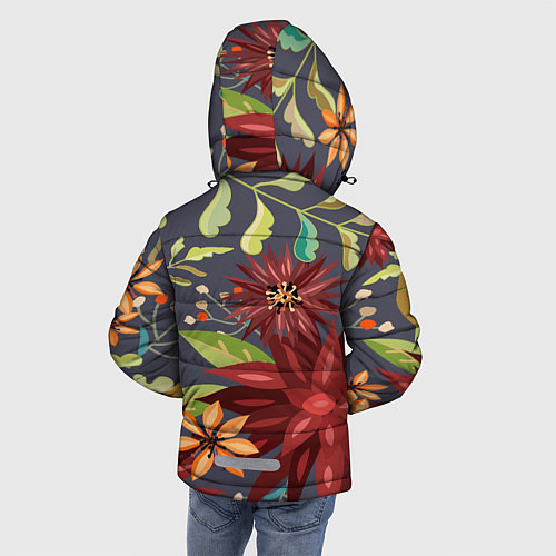 Зимняя куртка для мальчика Цветочки / 3D-Черный – фото 4