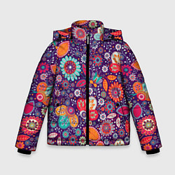 Куртка зимняя для мальчика Цветочный взрыв, цвет: 3D-черный